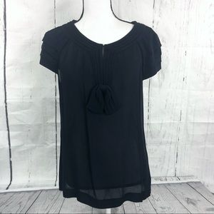Tory Burch Black 100% Silk Sheer Tiered Cap Sleeve Top 8